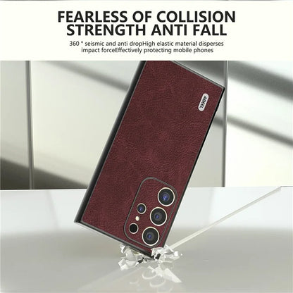 ABEEL For Samsung Galaxy S24 Ultra Case PU+PC+TPU Litchi Texture Anti-Scratch Phone Cover