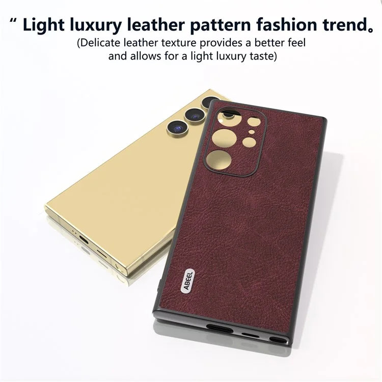 ABEEL For Samsung Galaxy S24 Ultra Case PU+PC+TPU Litchi Texture Anti-Scratch Phone Cover