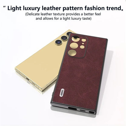 ABEEL For Samsung Galaxy S24 Ultra Case PU+PC+TPU Litchi Texture Anti-Scratch Phone Cover