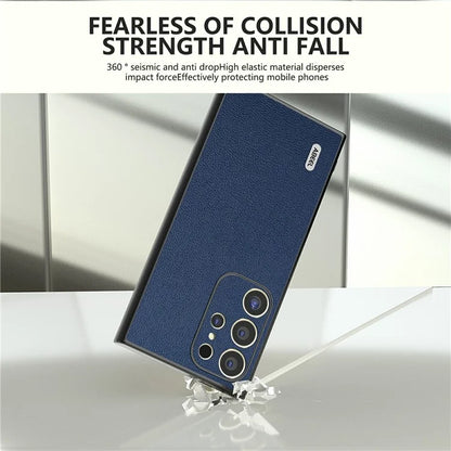 ABEEL For Samsung Galaxy S24 Ultra Case Genuine Cow Leather Litchi Texture Phone Back Cover