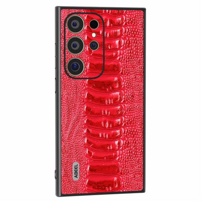 ABEEL For Samsung Galaxy S24 Ultra Case Crocodile Texture Genuine Cow Leather+PC+TPU Cover