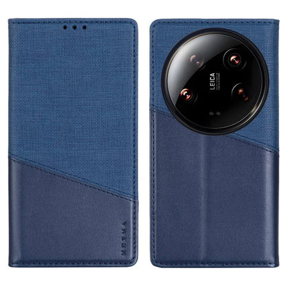MUXMA MX109 For Xiaomi 14 Ultra Leather Case Magnetic Closing RFID Blocking Wallet Phone Cover