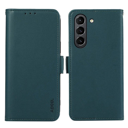 ABEEL RFID Blocking Phone Case for Samsung Galaxy S21 FE 5G Soft PU Leather Wallet Phone Stand Cover