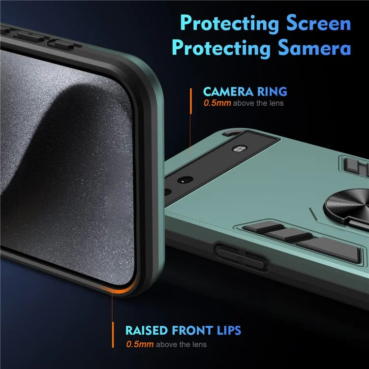 For Google Pixel 6a Case Magnetic Car Mount Phone Cover with Ring Kickstand