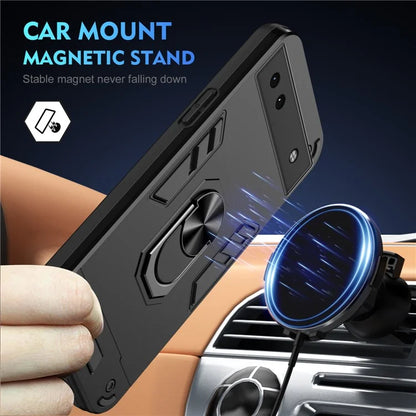 For Google Pixel 6a Case Magnetic Car Mount Phone Cover with Ring Kickstand