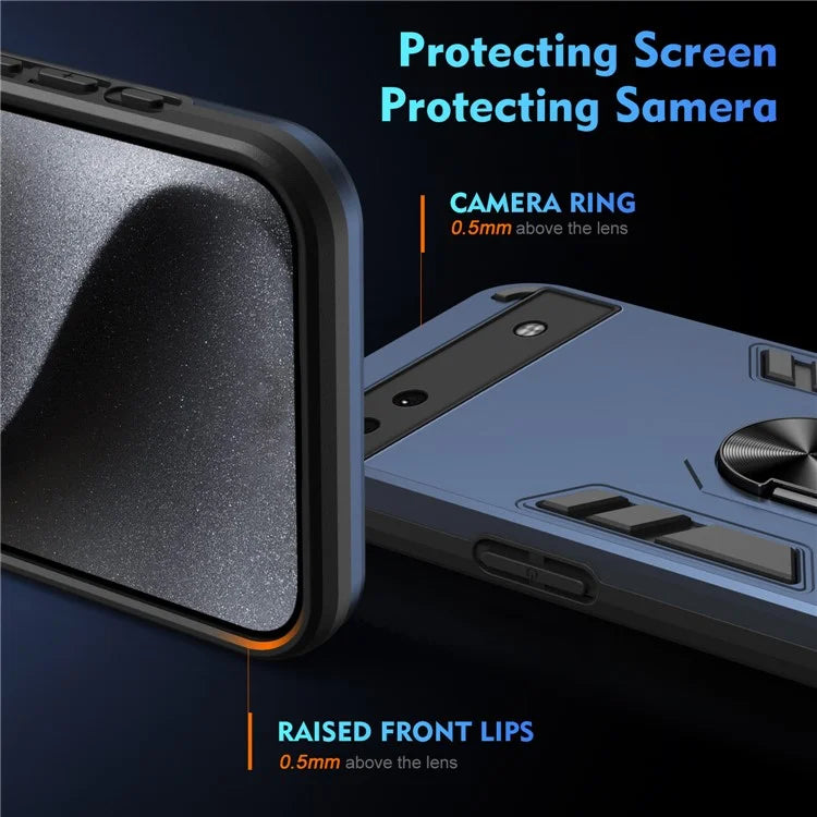 For Google Pixel 6a Case Magnetic Car Mount Phone Cover with Ring Kickstand