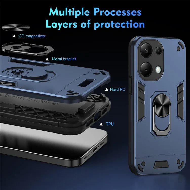 For Xiaomi Redmi Note 13 Pro 4G / Poco M6 Pro 4G Case Magnetic Car Mount Kickstand Phone Cover