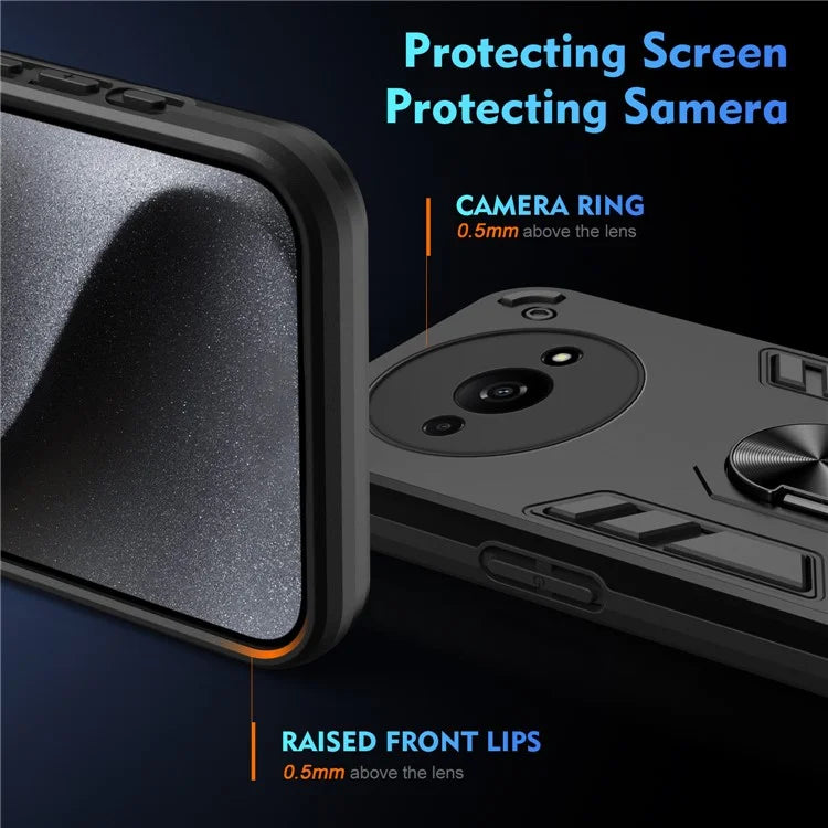 For Xiaomi Redmi A3 / Poco C61 4G Case Car Mount Kickstand Hybrid Hard PC Soft TPU Phone Cover