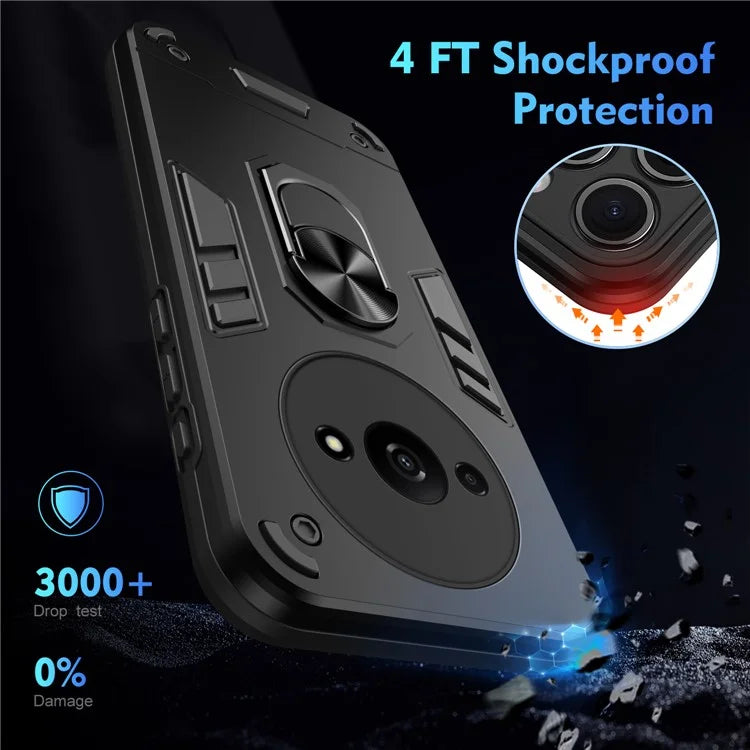 For Xiaomi Redmi A3 / Poco C61 4G Case Car Mount Kickstand Hybrid Hard PC Soft TPU Phone Cover