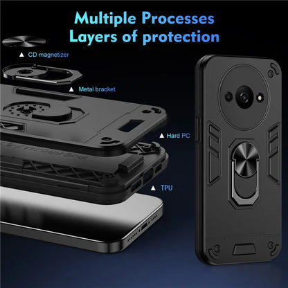 For Xiaomi Redmi A3 / Poco C61 4G Case Car Mount Kickstand Hybrid Hard PC Soft TPU Phone Cover
