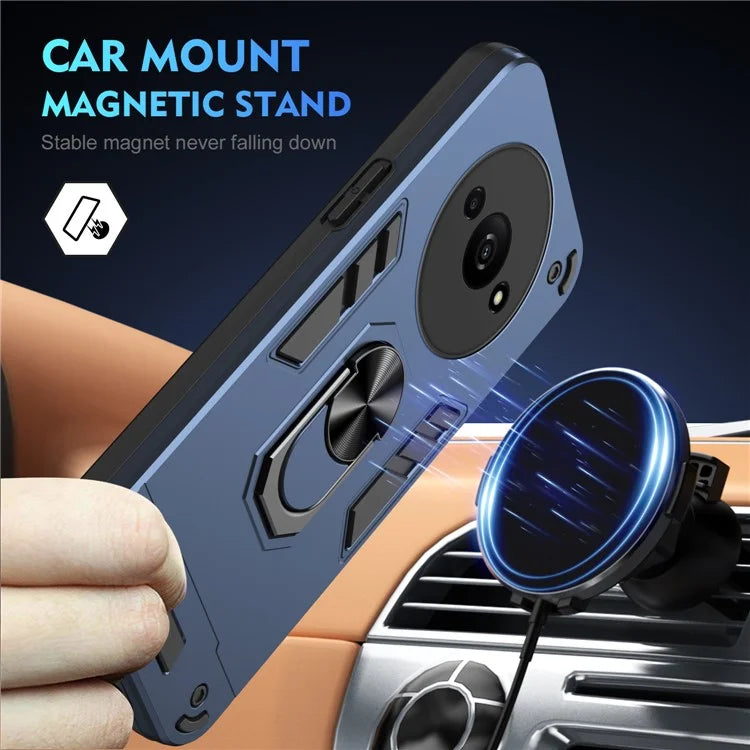 For Xiaomi Redmi A3 / Poco C61 4G Case Car Mount Kickstand Hybrid Hard PC Soft TPU Phone Cover