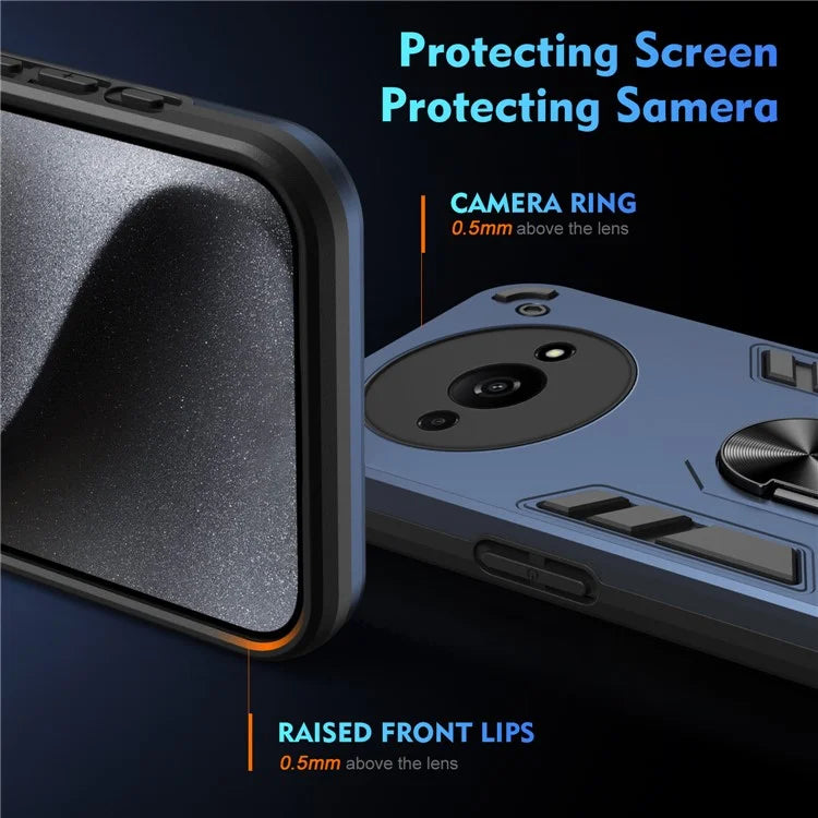 For Xiaomi Redmi A3 / Poco C61 4G Case Car Mount Kickstand Hybrid Hard PC Soft TPU Phone Cover