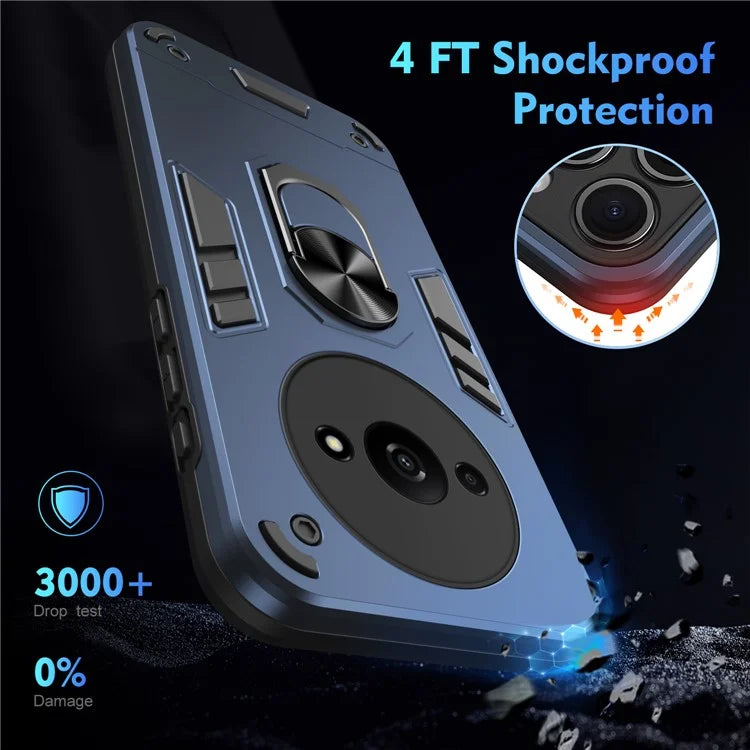 For Xiaomi Redmi A3 / Poco C61 4G Case Car Mount Kickstand Hybrid Hard PC Soft TPU Phone Cover