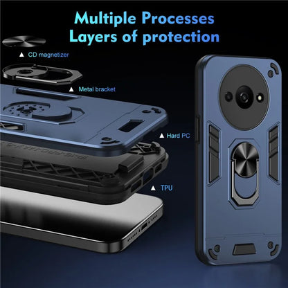 For Xiaomi Redmi A3 / Poco C61 4G Case Car Mount Kickstand Hybrid Hard PC Soft TPU Phone Cover
