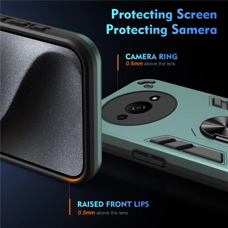 For Xiaomi Redmi A3 / Poco C61 4G Case Car Mount Kickstand Hybrid Hard PC Soft TPU Phone Cover