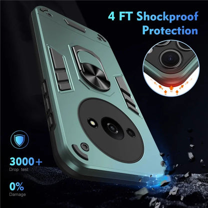 For Xiaomi Redmi A3 / Poco C61 4G Case Car Mount Kickstand Hybrid Hard PC Soft TPU Phone Cover