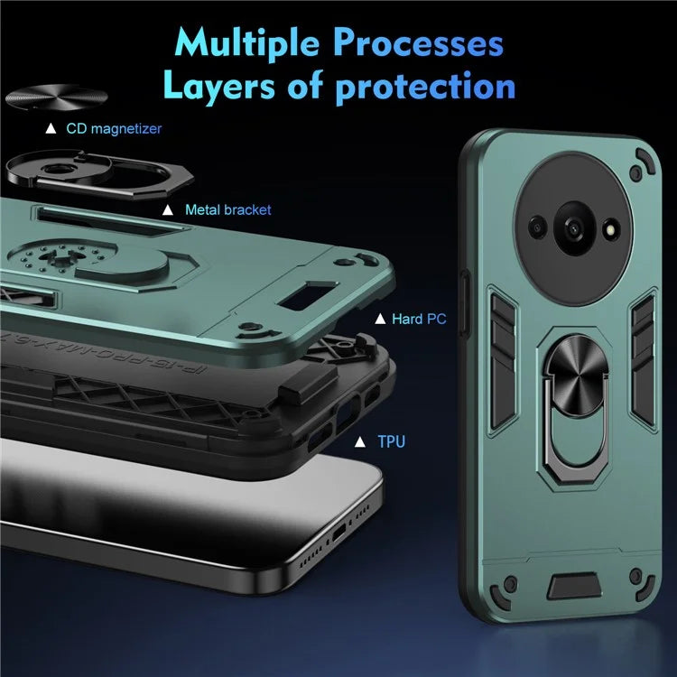 For Xiaomi Redmi A3 / Poco C61 4G Case Car Mount Kickstand Hybrid Hard PC Soft TPU Phone Cover