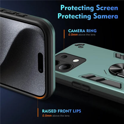 For Xiaomi Redmi Note 13 4G Case PC+TPU Shock-Absorption Phone Cover Support Magnetic Car Mount
