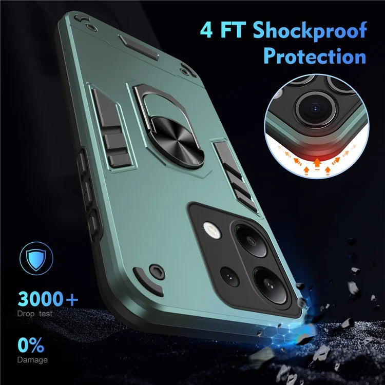 For Xiaomi Redmi Note 13 4G Case PC+TPU Shock-Absorption Phone Cover Support Magnetic Car Mount
