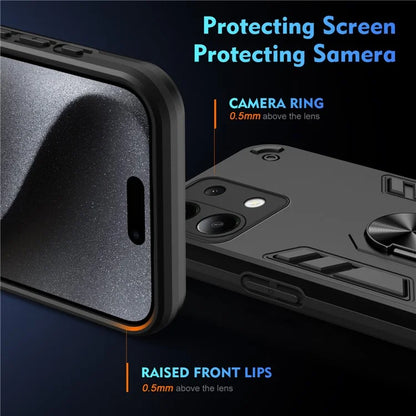For Xiaomi Redmi Note 13 4G Case PC+TPU Shock-Absorption Phone Cover Support Magnetic Car Mount