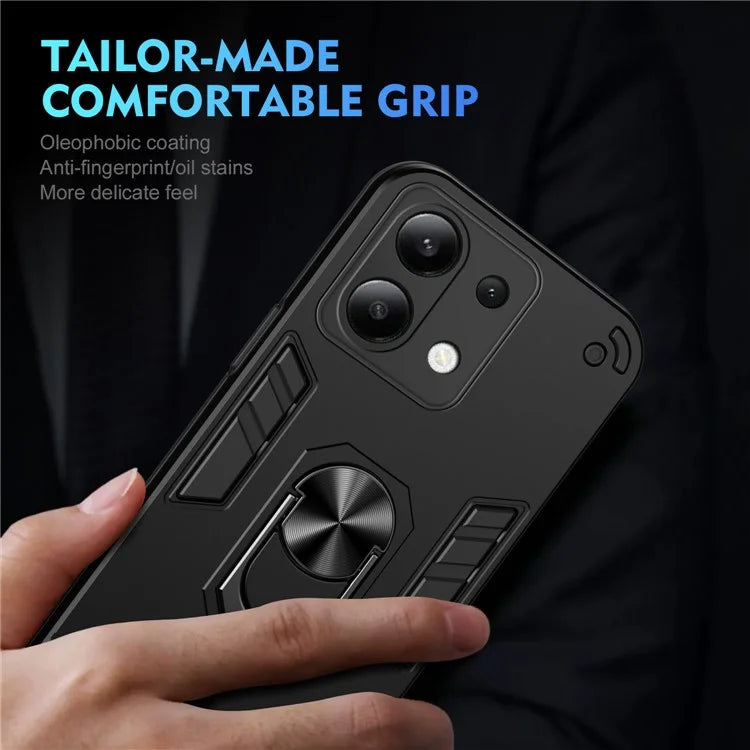 For Xiaomi Redmi Note 13 4G Case PC+TPU Shock-Absorption Phone Cover Support Magnetic Car Mount