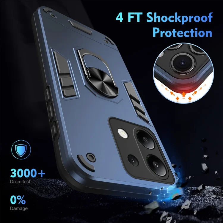 For Xiaomi Redmi Note 13 4G Case PC+TPU Shock-Absorption Phone Cover Support Magnetic Car Mount