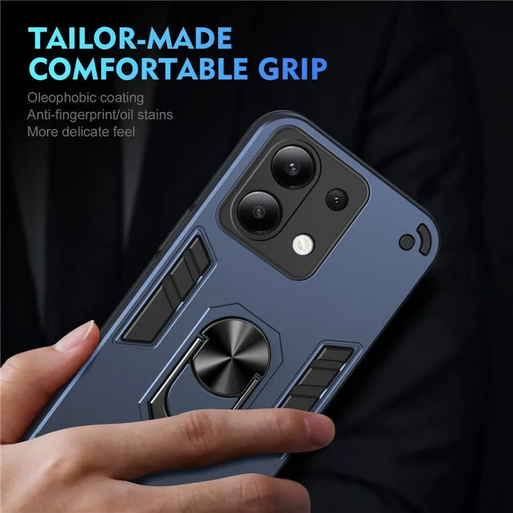 For Xiaomi Redmi Note 13 4G Case PC+TPU Shock-Absorption Phone Cover Support Magnetic Car Mount