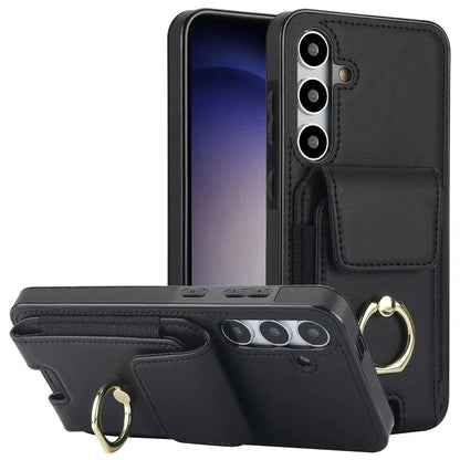 For Samsung Galaxy S23 FE Case Elastic Card Slot PU Leather+TPU Phone Cover