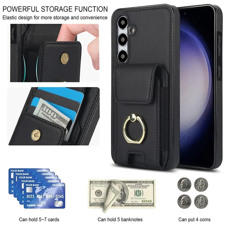 For Samsung Galaxy S23 FE Case Elastic Card Slot PU Leather+TPU Phone Cover