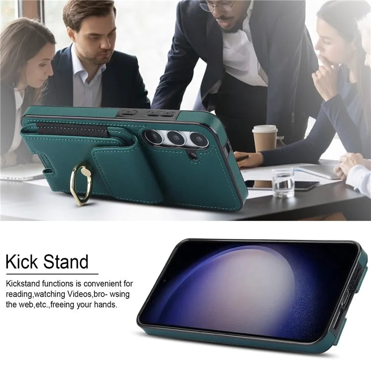 For Samsung Galaxy S23 FE Case Elastic Card Slot PU Leather+TPU Phone Cover