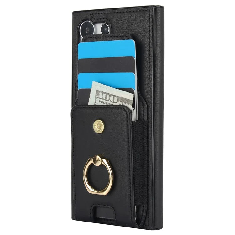 For Samsung Galaxy S24 Ultra Case with Ring Kickstand Leather Coated TPU Phone Cover