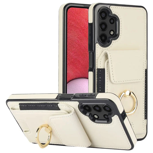 For Samsung Galaxy A13 5G / 4G Case Leather+TPU Phone Cover with Rotary Kickstand Card Holder