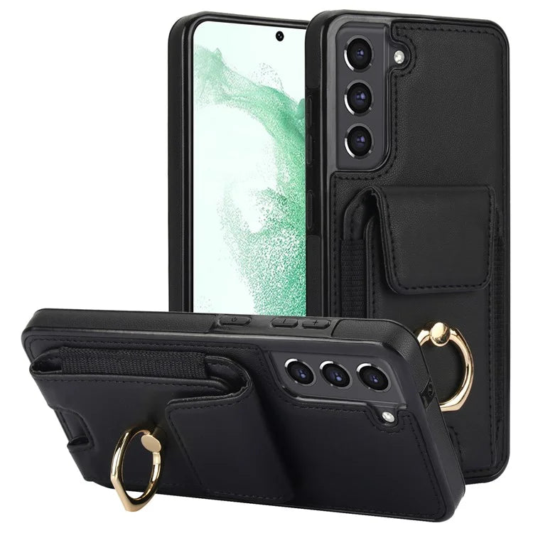 For Samsung Galaxy S22+ 5G Case PU Leather Coated TPU Phone Cover with Card Holder