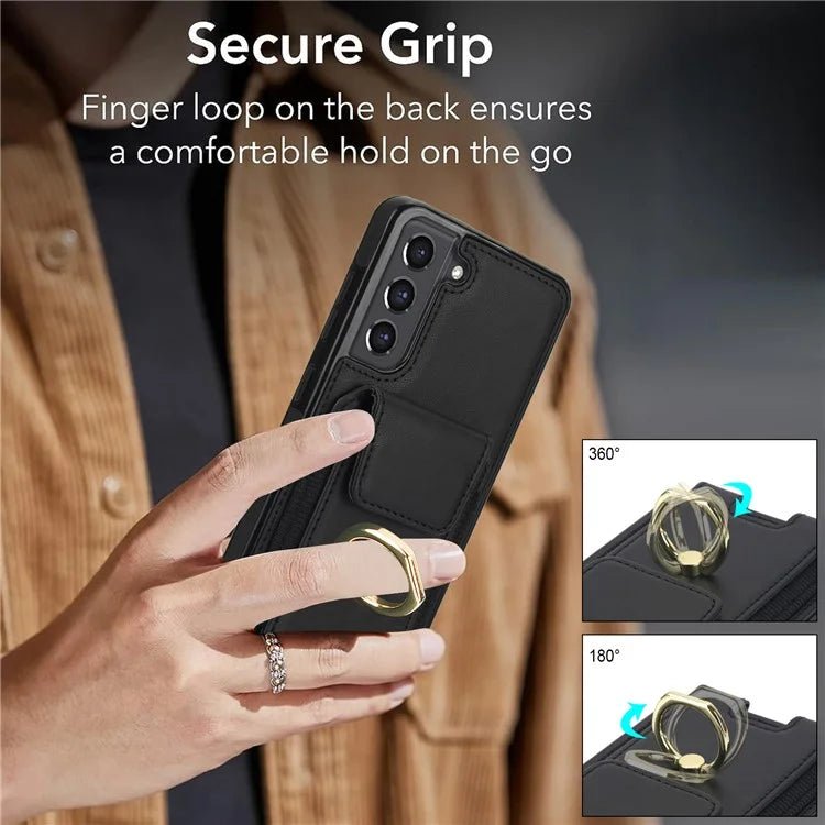 For Samsung Galaxy S22+ 5G Case PU Leather Coated TPU Phone Cover with Card Holder