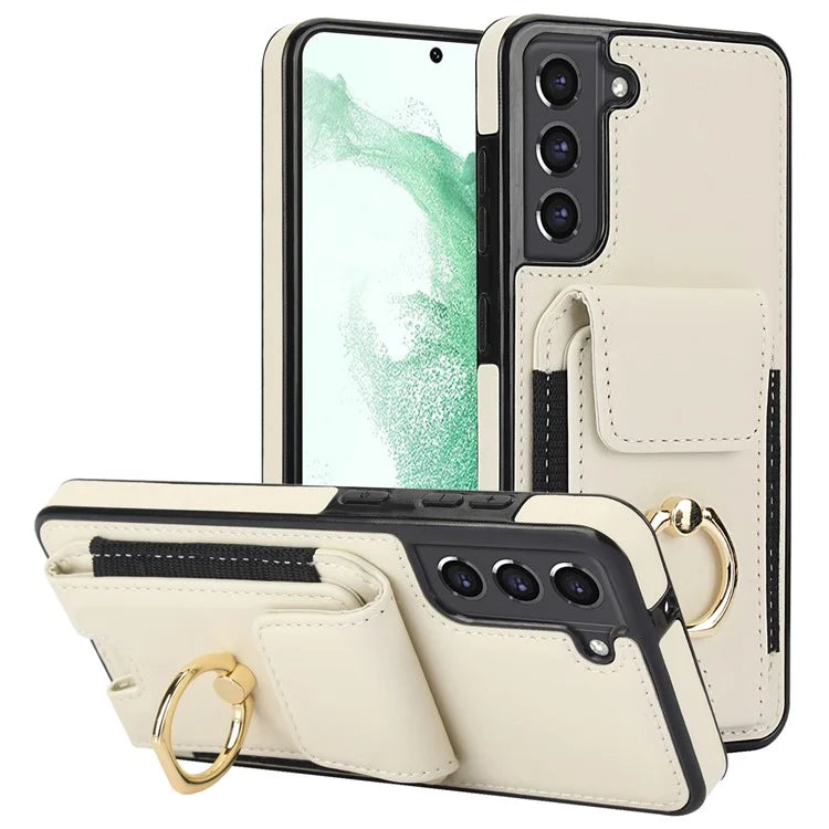 For Samsung Galaxy S22+ 5G Case PU Leather Coated TPU Phone Cover with Card Holder