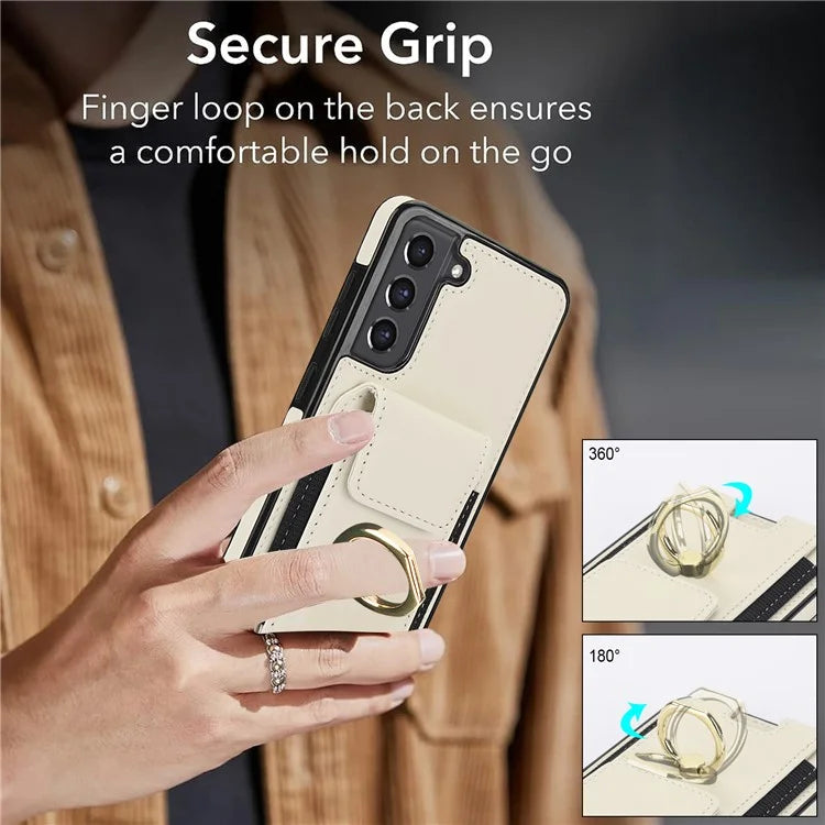 For Samsung Galaxy S22+ 5G Case PU Leather Coated TPU Phone Cover with Card Holder