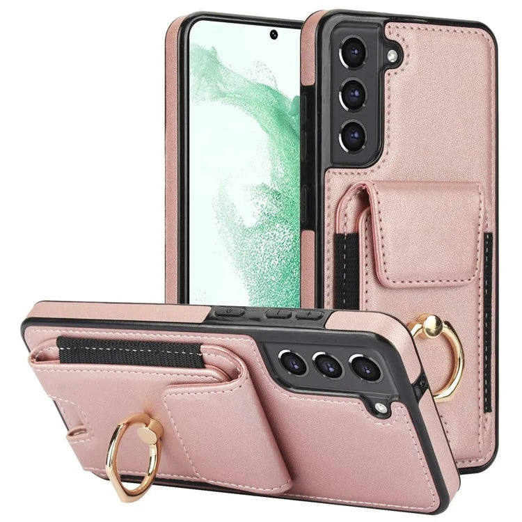 For Samsung Galaxy S22+ 5G Case PU Leather Coated TPU Phone Cover with Card Holder