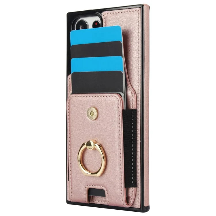 For Samsung Galaxy S22 Ultra 5G Case Card Holder Leather Coated TPU Kickstand Cover