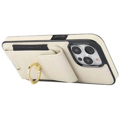 For iPhone 15 Pro Case PU Leather + TPU Anti-Drop Kickstand Phone Cover