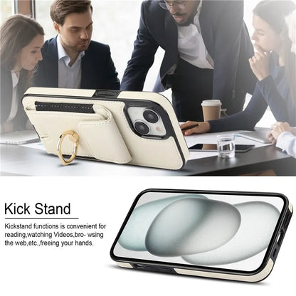 For iPhone 14 Plus Case PU+TPU Kickstand Card Holder Phone Cover