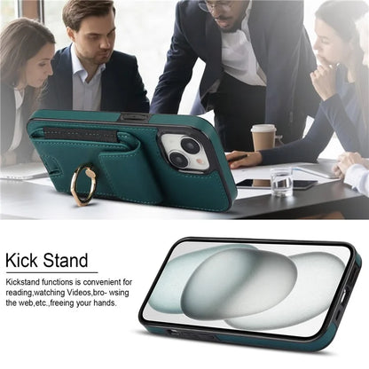 For iPhone 14 Plus Case PU+TPU Kickstand Card Holder Phone Cover