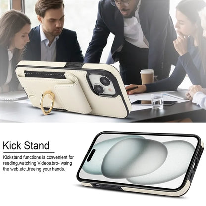 For iPhone 15 Plus Kickstand Case Drop-proof PU Leather+TPU Phone  Protector
