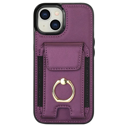 For iPhone 15 Plus Kickstand Case Drop-proof PU Leather+TPU Phone  Protector