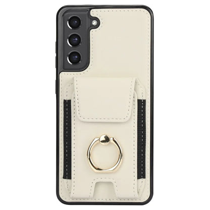 ForSamsung Galaxy S22 5G Anti-Drop Phone Case PU Leather + TPU Kickstand Phone Cover