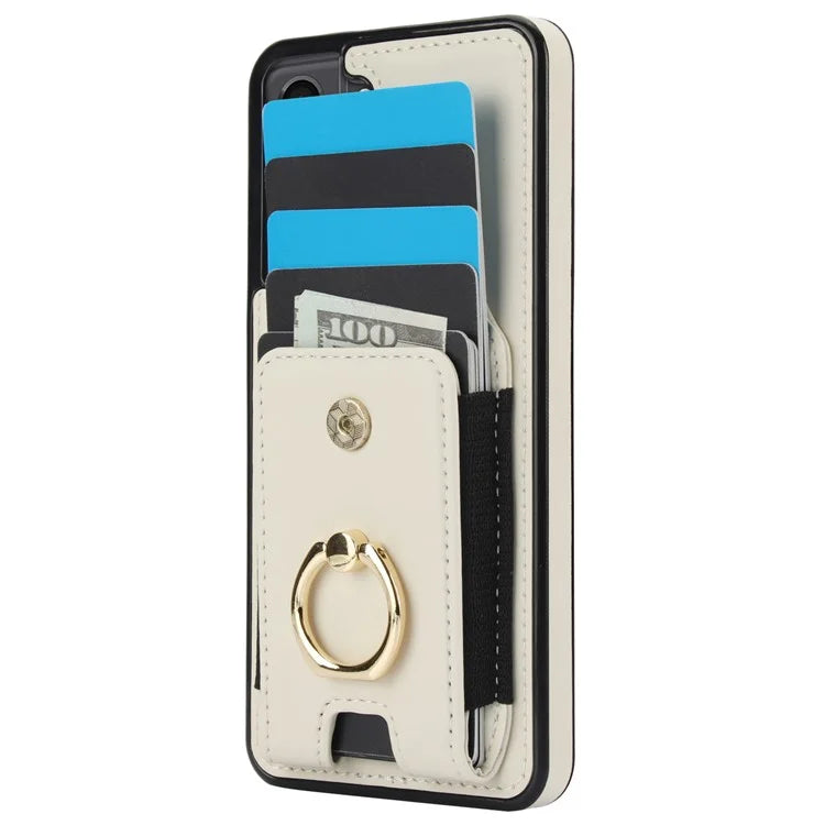 ForSamsung Galaxy S22 5G Anti-Drop Phone Case PU Leather + TPU Kickstand Phone Cover