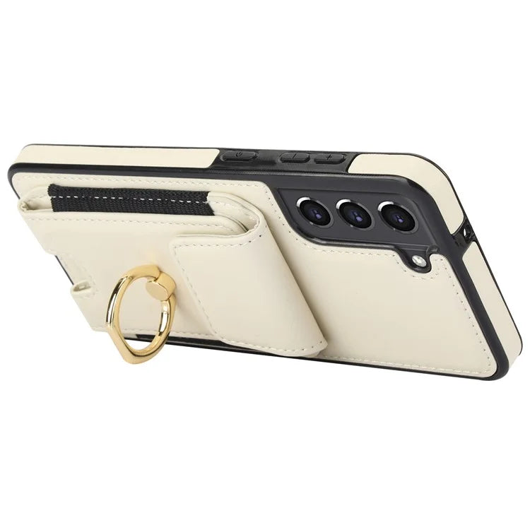 ForSamsung Galaxy S22 5G Anti-Drop Phone Case PU Leather + TPU Kickstand Phone Cover