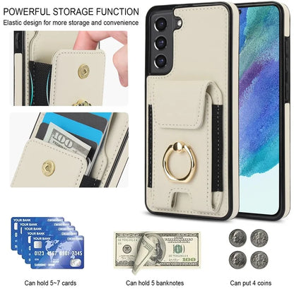 ForSamsung Galaxy S22 5G Anti-Drop Phone Case PU Leather + TPU Kickstand Phone Cover