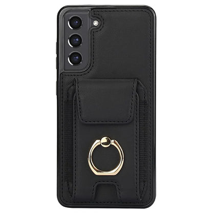 ForSamsung Galaxy S22 5G Anti-Drop Phone Case PU Leather + TPU Kickstand Phone Cover
