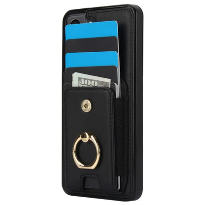 ForSamsung Galaxy S22 5G Anti-Drop Phone Case PU Leather + TPU Kickstand Phone Cover