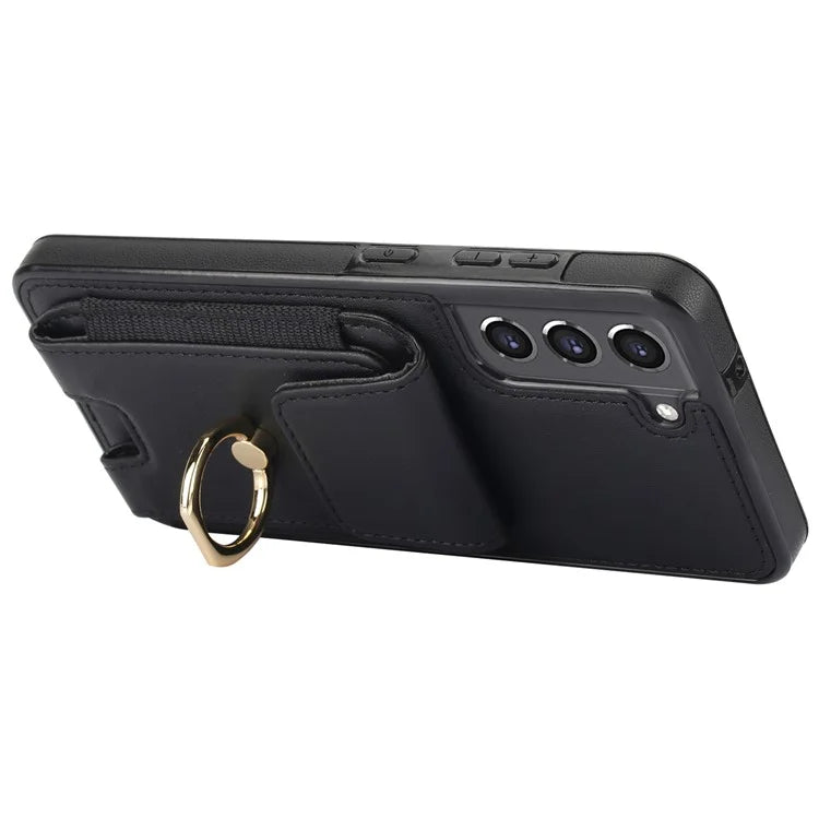 ForSamsung Galaxy S22 5G Anti-Drop Phone Case PU Leather + TPU Kickstand Phone Cover